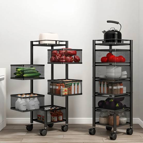 5 Layer (Square) Full Metal Fruit/Vegetable Rack with Wheels