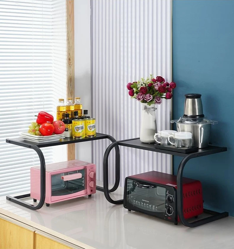 Microwave Oven Rack Multifunctional Kitchen Shelf Space Saving Storage Rack Rice Cooker Rack (56×37×41)cm